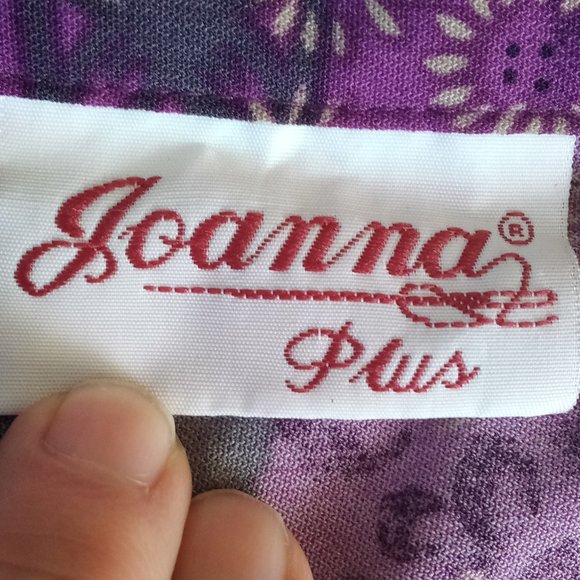 Joanna Plus Purple Print Button Down Blouse - Picture 6 of 11